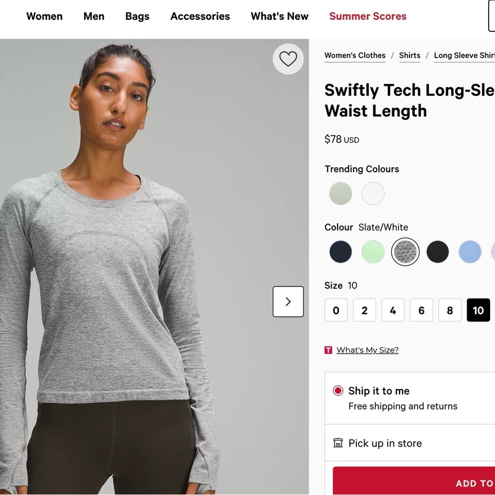Lululemon Swiftly Tech Waist Length Long Sleeve